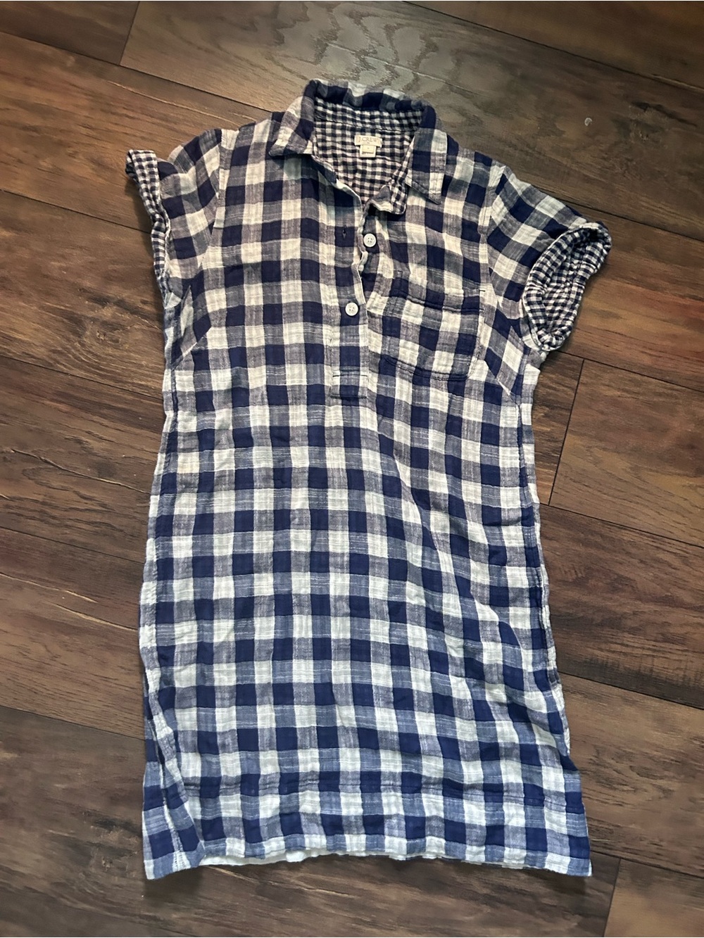 J. Crew Navy and White Gingham Mini Dress - Picture 3 of 3